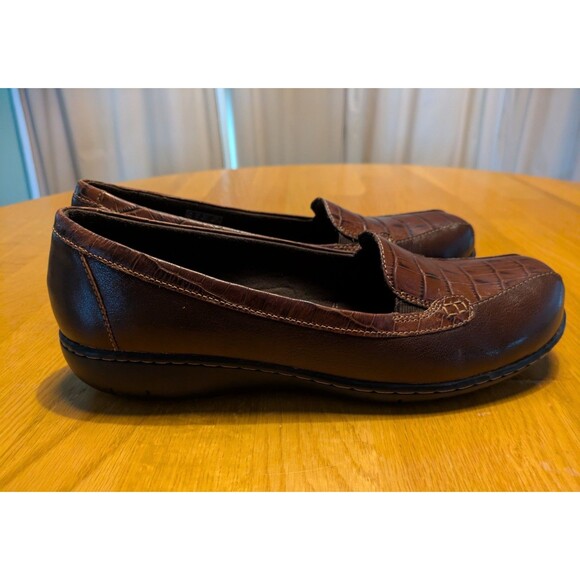 Clarks Womens Ultimate Comfort Collection Slip On Shoes 15260 Brown Croc Size 11 - Picture 6 of 9
